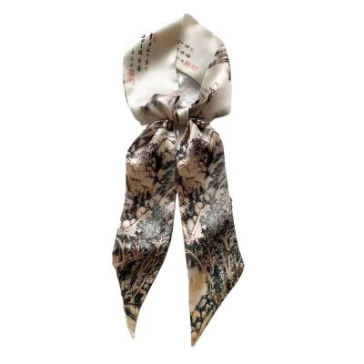 China Middle Luxury Chinese Style Design 2022 New 7cm*120cm Ladies Ribbon Scarf Bag Strap Silk Hair Band Headband Small for sale