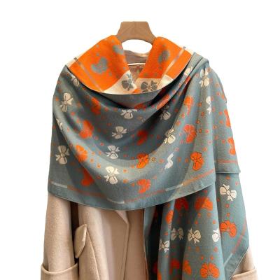 China 2022 European American and American colorful new autumn and winter cashmere ladies warm with tassel shawl fashion cheap scarf for sale