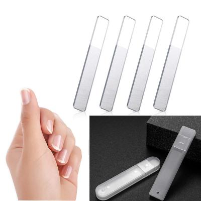 China Custom crystal nail pusher Fahion nano nail pusher menhaden crystal glass cuticle and buffer with case nails for sale