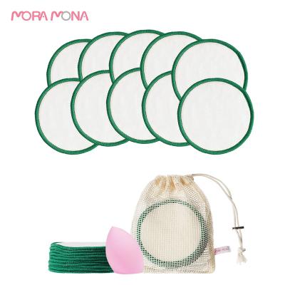 China Moramona Reusable Daily Cleansing Makeup Remove Pad 10cm Face Skin Remover Women Soft Beauty Makeup Tool With Laundry Bag for sale