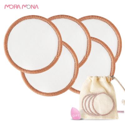 China Mora Mona 10pcs/pack Reusable Natural Bamboo Facial Massage Cotton Pads Rounds For Makeup Remover for sale