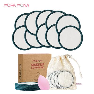 China Daily Cleansing Moramona 8cm 2 Layers Reusable Bamboo Cotton Make Up Remover Pads 10 Pack Washable Makeup Removal Pads for sale