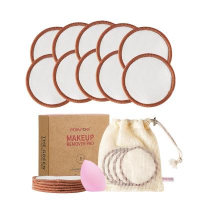 China Moramona 2layers Reusable Bamboo Cotton 8cm Makeup Remover Daily Cleansing Pads For 10pcs/laundry Makeup Bag Heavy Box for sale