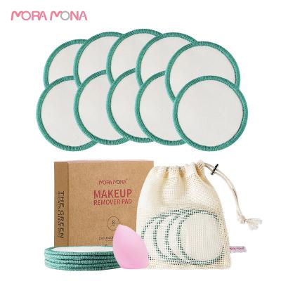 China Moramona 10 Pcs Cotton Daily Cleansing Reusable Bamboo Makeup Remover Pads Eco-Friendly Washable Removal Pads for sale