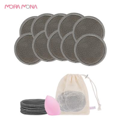 China Soft Touch Mora Mona 3layers Bamboo Makeup Remover Pad For Face Eye Remover Daily Soft Cleansing Pad 10 Pcs With Laundry Bag for sale