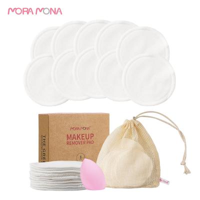 China Reusable Bamboo Cotton 10 Pcs Mora Mona Cotton Set Bamboo Make Up Remover Reusable Cotton Pads for sale