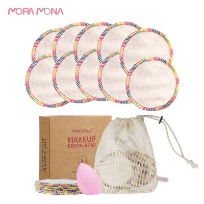 China Moramona Fiber Makeup Remover Reusable Bamboo Washable Bamboo Skin Cleaner Pad Cleaner 10pcs With A Laundry Bag for sale