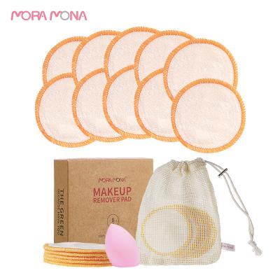 China Mora Mona Organic Makeup Cleansing Pads Soft Touch Remover Microfiber Reusable Bamboo Makeup Pads for sale