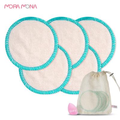 China Face Mora Mona 10pcs/pack Reusable Bamboo Fiber Face Make Up Remover Pads Washable Makeup Remover Pads for sale