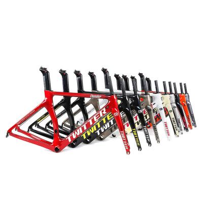 China Road Bikes 2021 New Come Thunder Twitter Carbon Racing 700C Road Bike Frame C Brake Carbon Fork Seatpost Quick Release Laser UV Pattern for sale