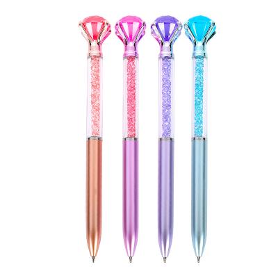 China Luxury New Wholesale Printing Logo Creative Big Diamond Painting Plastic Ballpoint  Pen For Gift for sale