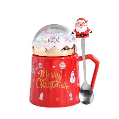 China Cartoon Hot Sale Christmas Ceramic Travel Mug With Lid Gift Set For Friends for sale