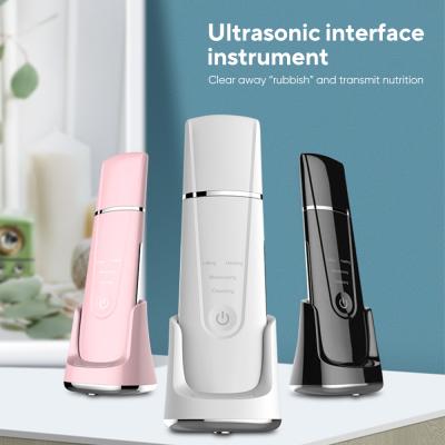 China Dropshipping Ultrasonic Vibration Silicone Skin Scrubber Face Skin Spatula Ultrasonic Blackhead Remover Ultrasonic Face Peeling Scraper for sale