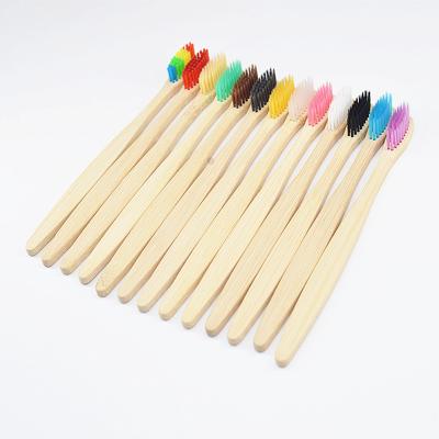 China Wholesale 10-Piece Disposable Bamboo Toothbrush Set Natural Wooden Handle Tooth Cleaning Hard Bristle Brush Tandenborstel Cepillos De Bambu for sale