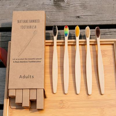 China Wholesale Bamboo Toothbrush 5pcs Disposable Eco Friendly Toothbrush Cepillos De Dientes De Bambu Toothbrush for sale