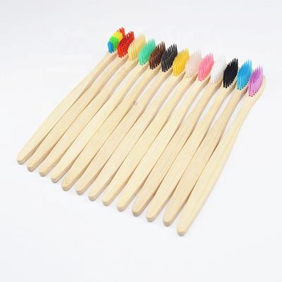 China OEM 5 Pcs Disposable Toothbrush Escova De Dentes Bambu Oral Hygiene Care Teeth Cleaning Brush Spazzolino Bamboo Natural Wooden Toothbrush for sale