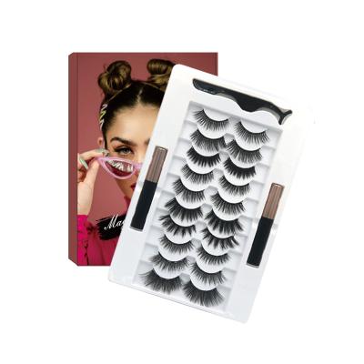 China Hotselling Natural Soft Magnetic Eyelash Gently 4 Pairs Magnetic Eyeliner Set Magnetic Eyelashes With Tweezers for sale