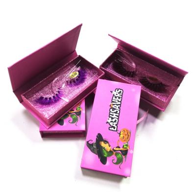 China Good Quality Halloween 25MM Colorful Eyelashes Wholesale Colorful Strip Eyelash for sale