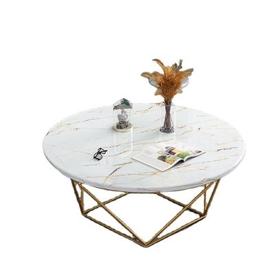 China Durable Modern Stainless Steel Leg Gold Modern Home Furniture Luxury Side Center Coffee Marble Round Tea Table for sale