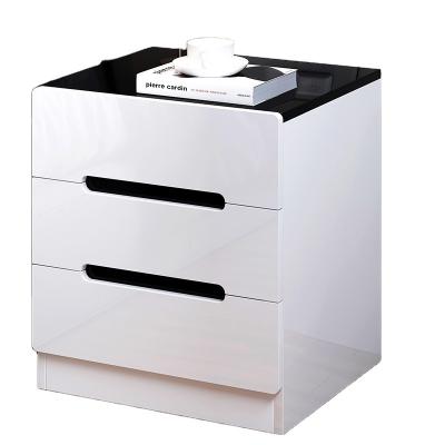 China 2021 Assembly hotel bedroom furniture high quality black and white drawer nightstand modern luxury nightstand 3 drawers for sale