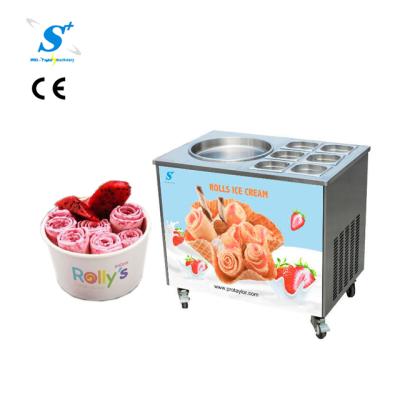 China Snack Factory Two Compressor Ice Pan Fried Ice Cream Machine Thailand for sale