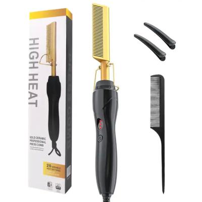 China Experience Luxury Styling with Flat Iron Heated Hotcombs hot comb - Gold black for sale