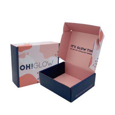 China Recyclable Luxury Double Sides Printing Pink Corrugated Mailing Boxes Mailer Clothing Custom Logo for sale