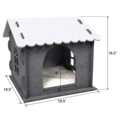 China Viable Indoor Pet Housing Felt Cat House Feline Cave with Washable Removable Cushion Kitty Castle Cozy Kitty Condo Available with Window for sale