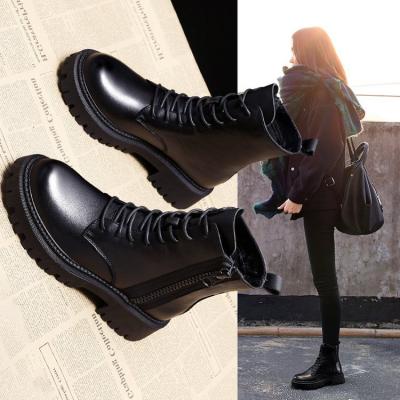 China 2021 Latest Flat Color Sheer Zipper-around Ladies Shoes Round Half Boots Autumn Winter Womens Trendy Boots for sale