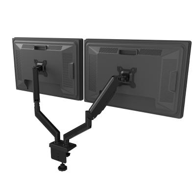 China Manufacturer Direct Sale Black Adjustable Pivot and Spring Configuration Dual Monitor Arm with for Computer and Desk with C-clamp and Spring Arms for sale