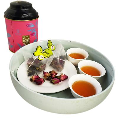 China Healthy Rose Bud Black Tea Pyramid Tea Bag Customized Package for sale