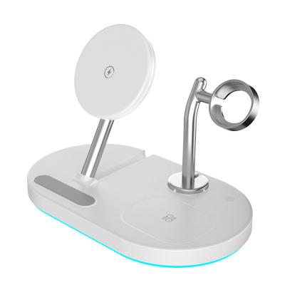 China Wholesale Fast Mobile Phone Charging Station Radio 4 in 1 Magnetic Folding Wireless Charger with Night Light for sale