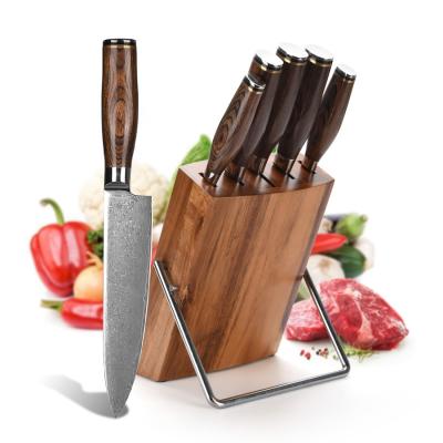 China Home Kitchen Sustainable Premium Powder Steel Forged Damascus Knife Set Natural Rosewood Handle for sale