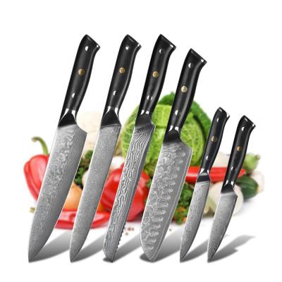 China Asiakey Sustainable Hot Selling Professional vg10 Blade Damascus Chef Knife With Handle Group Of Ten for sale