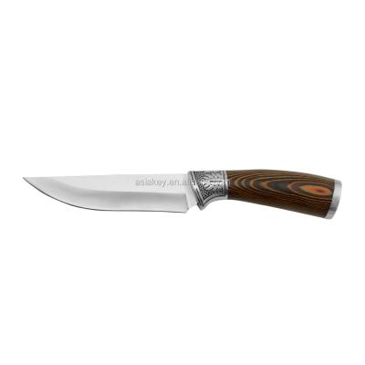 China Hunting Knife Non-variable Wood 5 Inch Fixed Blade Hunting Knife With Wooden Handle for sale