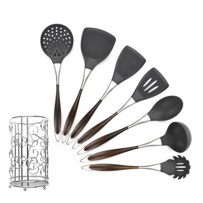 China Sustainable 7-Pieces Silicone Kitchen Cookware, Turner, Spatula, Skimmer, Slotted Spoon, Ladle, Spoon, Spaghetti for sale