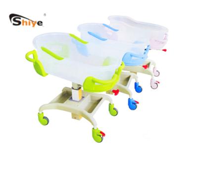 China Plastic Hospital Stroller Baby Carriage Cradle Bed Single Size Hospital Baby Trolley for sale