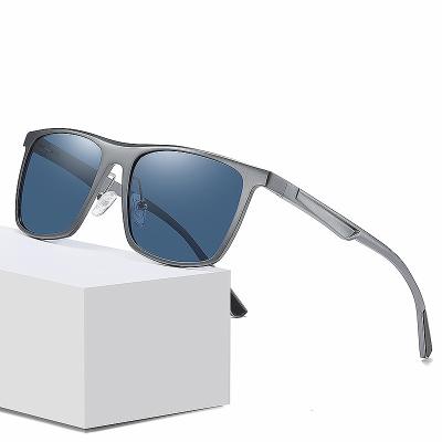 China 2021 Fashion Sunglasses Men's Aluminum Magnesium Polarized Sun Glasses Classic Square Spring Mount Temples for sale