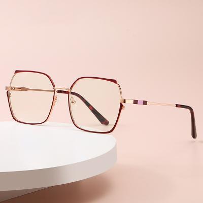 China Fashionable Anti-blue Glasses Women Metal Big Frame Color Glasses Double Sight for sale