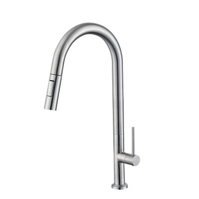 China 2021New Design Modern Pull Out Kitchen Sink Water Faucet Single Handle Mixer Tap 360 Rotation Kitchen Faucet for sale