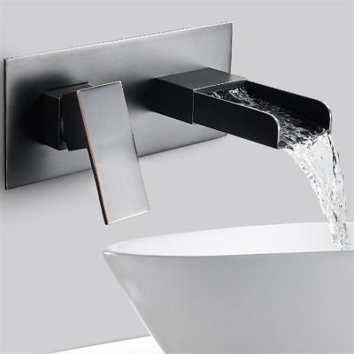 China Thermostatic Faucets Top To Grade Water Wall Mounted Bathroom Waterfall Basin Mixer Brass Faucet for sale