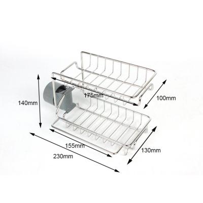 China Sustainable Economical Hot Popular Removable Professional Made Stainless Steel Double-Deck Faucet Storage Rack For Bathroom Washroom for sale