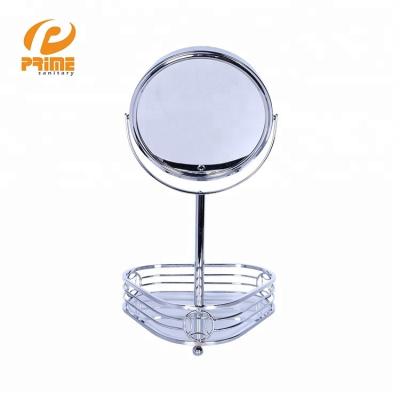 China Desktop Mirror Chrome plated Double side Magnifying Desk Makeup Mirror With Tray for sale