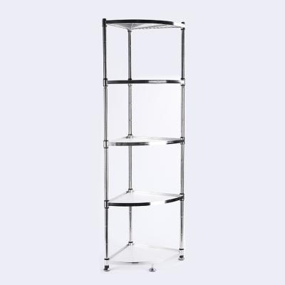 China New Style Viable Five Layers Stainless Steel Corner Shelf Kitchen Corner Storage Vertical Rack for sale