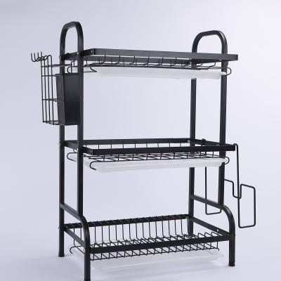 China 3 Layer Kitchen Rack Utensils Storage Rack Sustainable Drain Organizer Dish Rack for sale