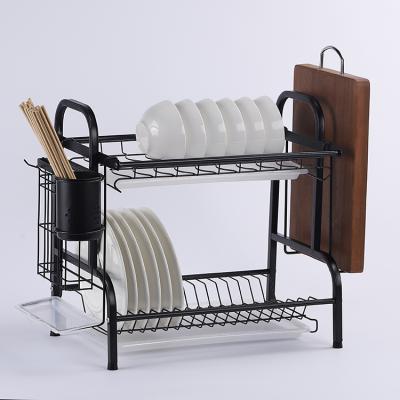 China Wholesale 2-Layer Sustainable Metal Buffet Drying Multifunctional Dish Rack for sale