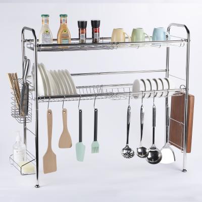 China Factory Price 201 Stainless Steel Storage Racks Kitchen Organizer Over The Sink Sustainable Dish Drying Rack for sale