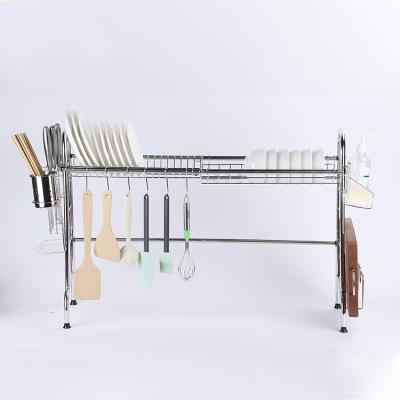 China Viable Wholesale Stainless Steel Over The Sink Kitchen Dish Drainer Sink Rack For Storage Drying Dishes for sale