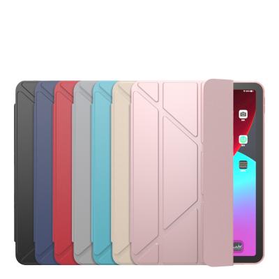 China Matte Transparent Top Selling New Design Y Style Folding PU With Soft TPU Back Cover Flip Case For iPad Air 4 Case With Luxury Stand PU for sale