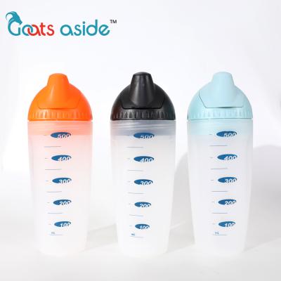 China Wholesale High Quality Custom Viable Logo 500ml Sport Plastic Shaker With Scale Shaker Cup Eco-Friendly Gym Shaker Plastic Bottle for sale